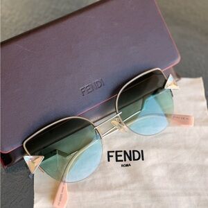 Authentic Fendi Women's Sunglasses - Silver and Green